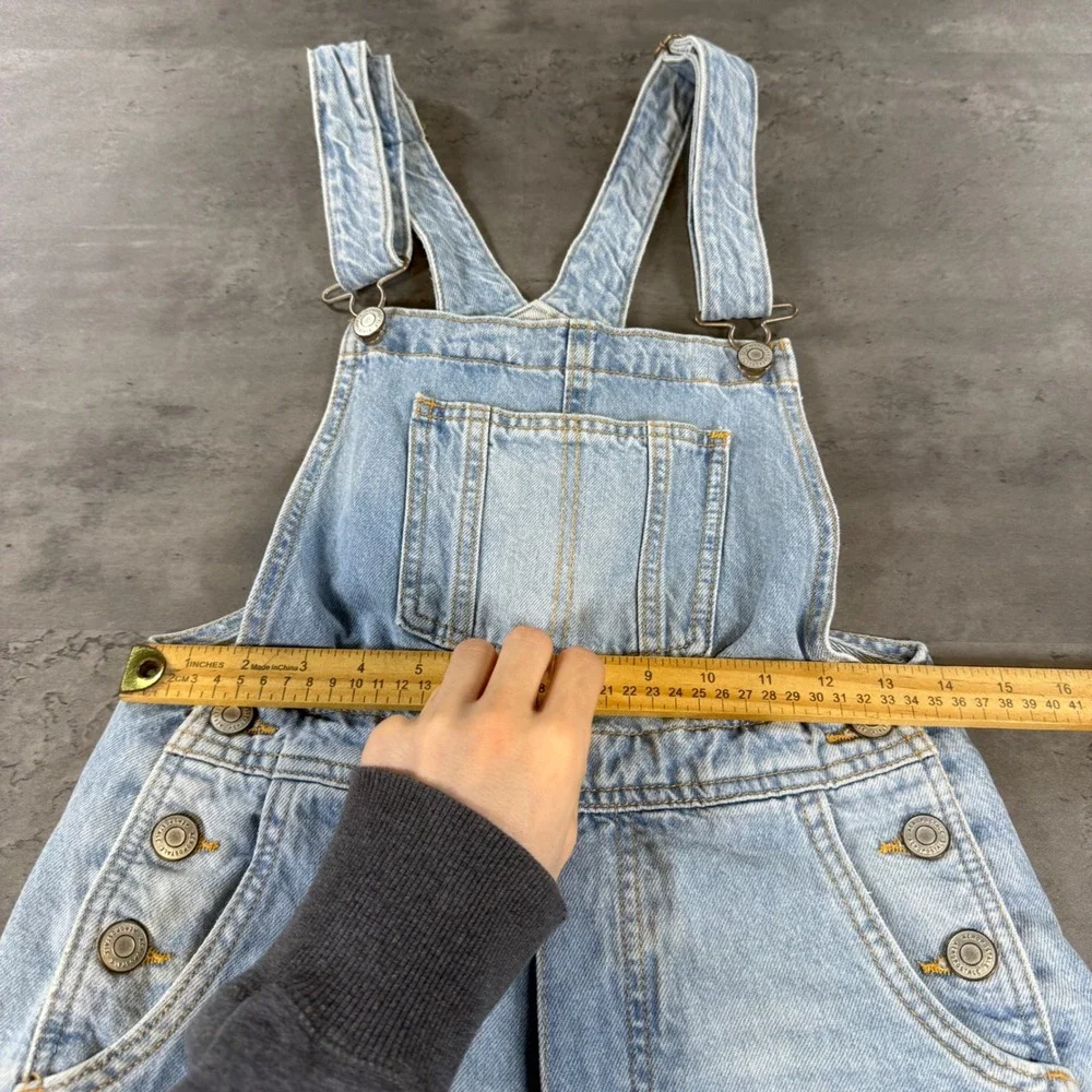 Aeropostale Denim Overalls Women XS Light Wash Cuffed Shortall 90s Style Mom Dad